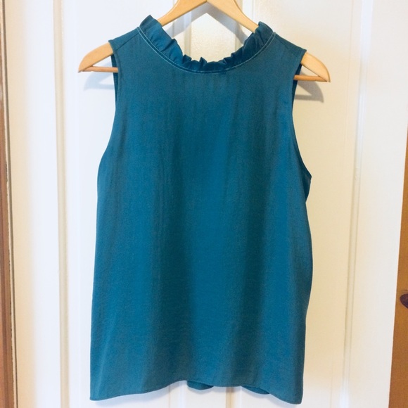 LOFT Green Silky Tank Top Petite M - Picture 7 of 8
